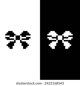 pixel ribbon bows icon.  Vector pixel art bow 8 bit logo for game