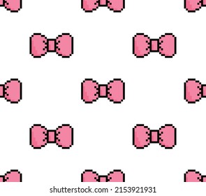  pixel ribbon bows Seamless Pattern vector bow background  pixel art for 8 bit game