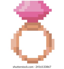 Anillo de píxeles. joyas vectoriales de píxeles con joyas en estilo de juego de 8 bits para el Día de San Valentín. decoraciones