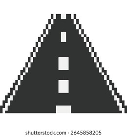Pixel road vector, designed with a retro, 8-bit aesthetic. Perfect for gaming landscapes, digital maps, vintage travel themes, or any project needing a nostalgic pixelated pathway.