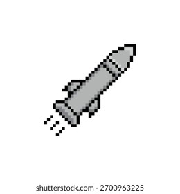 pixel rocket icon. Vector pixel art air bomb  missile  8 bit logo for game