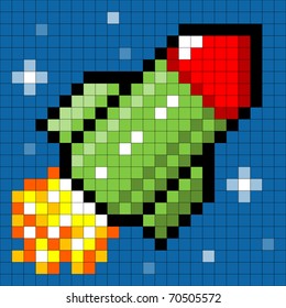 Pixel Rocket in Space