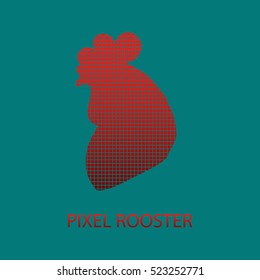 Pixel rooster. Vector illustration. Abstract pixel rooster icon.