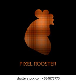 Pixel rooster. Vector illustration. Abstract pixel rooster icon.