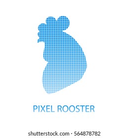 Pixel rooster. Vector illustration. Abstract pixel rooster icon.