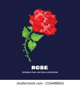 Pixel rose flower icon vector illustration	
