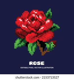 Pixel rose icon vector illustration