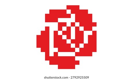pixel rose logo, color vector illustration