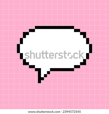 Pixel round dialog box on a pink checkered background. Illustration in the style of an 8-bit retro game, controller, cute frame for inscriptions.