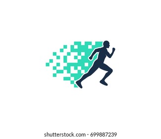 Pixel Run Icon Logo Design Element