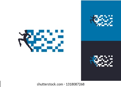 Pixel Run Logo Inspiration Template