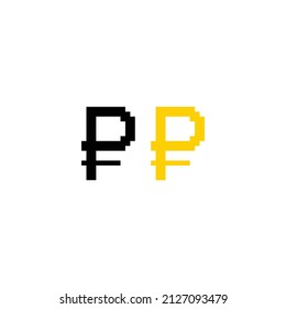 pixel russian ruble icon pixel art money sign for 8 bit game