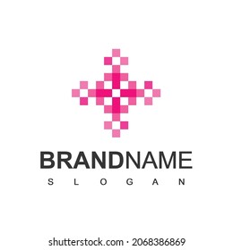 Plantilla de logotipo de flor de Sakura para píxeles