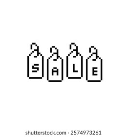 pixel sale tag icon. Vector pixel art sale 8 bit for game company logo template 
