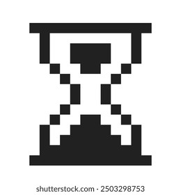Pixel sandglass y2k retro 8 bit loading game, progress level, status. Pixel Process indicator.Hourglass, clock or timer.Countdown progress.