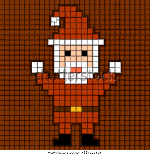 Pixel Santa Christmas Theme Red Vector Stock Vector (Royalty Free ...