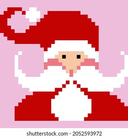 Pixel Santa Claus cute cartoon game and card