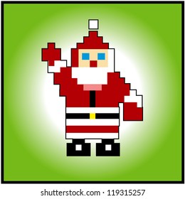 pixel santa isolated on background vector hello card