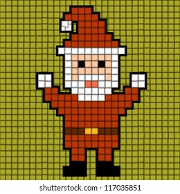 Pixel Santa. Vector illustration 10 eps. Holidays theme