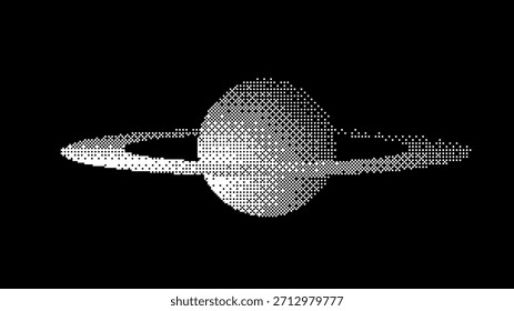 Ilustração de vetor de planeta de Saturno com efeito de pontilhamento