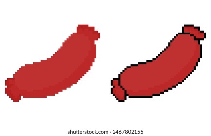 pixel sausage illustration on white background