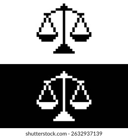 pixel Scale icon.  Vector pixel art law Scale 8 bit logo for game