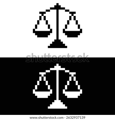 pixel Scale icon.  Vector pixel art law Scale 8 bit logo for game