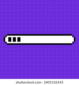 Pixel scale on a bright purple background. Loading bar, 8-bit retro game style illustration, controller, loading process.