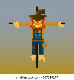 Pixel scarecrow character for games and applications
