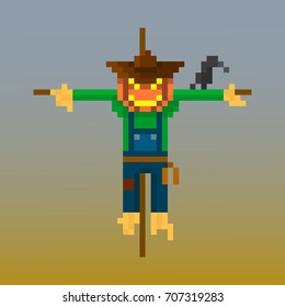 Pixel scarecrow character for games and applications