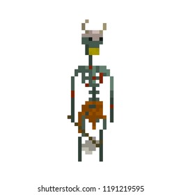 Pixel sceleton warrior for games and halloween websites