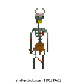 Pixel sceleton warrior for games and halloween websites