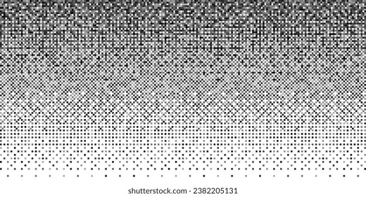 Pixel screentone gradient texture with grayscale dithering. Halftone monochrome vector background with square pattern