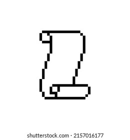 pixel scroll paper  icon.  Vector pixel art Suva paper 8 bit logo for game