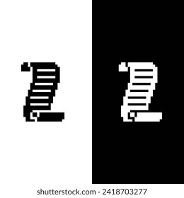 pixel scroll paper  icon.  Vector pixel art Suva paper 8 bit logo for game