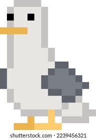 Gaviota de mar Pixel - vector aislado de 8 bits