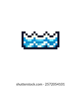Pixel sea wave vector icon. Sea wave icon in 8 bit pixel style. Sea logo pixelart vector. Vector icon of pixel tsunami. Vector illustration.