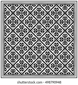 Pixel seamless christmas ornament. Black and white square forms.