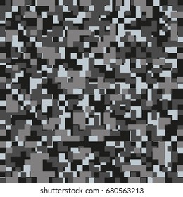 Pixel seamless color pattern. Army camouflage clothing background. Vector illustration.