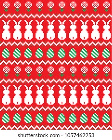 Pixel Seamless Easter pattern, Cute Easter Illustration.