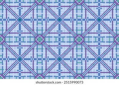 pixel Seamless knitted pattern with repeating elements and intricate designs in blue