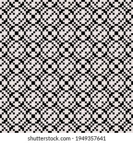 Pixel Seamless Ornament. Monochrome Seamless Ornament Pattern. Vector.
