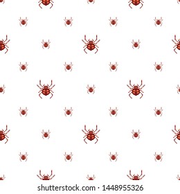 Pixel seamless pattern with 8 bit spider. Old school computer graphic style. Vector illustration for card,website, poster, textile print etc.