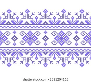 Pixel Seamless Pattern. Pixel art vector design for fabric, carpet, tile, wrapping, embroidery, wallpaper, and background