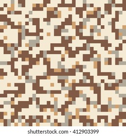 Pixel Seamless Pattern.  Camouflage Print for Textile Design / Vector Illustration