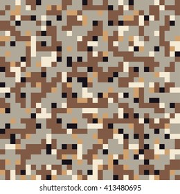 Pixel Seamless Pattern.  Camouflage Print for Textile Design / Vector Illustration
