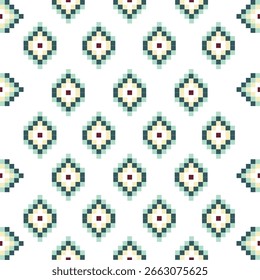 pixel seamless pattern, carpet design, ethnic inspired, vector.