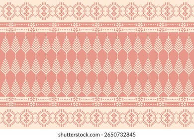 Pixel seamless pattern inspired by traditional Thai textile, featuring geometric and ethnic motifs in pastel tones. Ideal for fabric, wallpaper, and digital designs. Vector art.