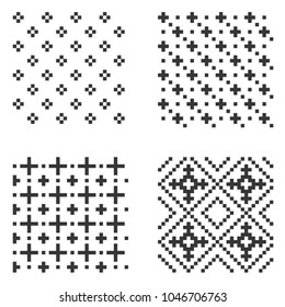 Pixel Seamless Pattern Set. Vector