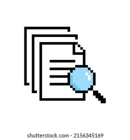 icono de búsqueda de píxeles. icono de documento. buscar en la imagen de píxeles del documento 